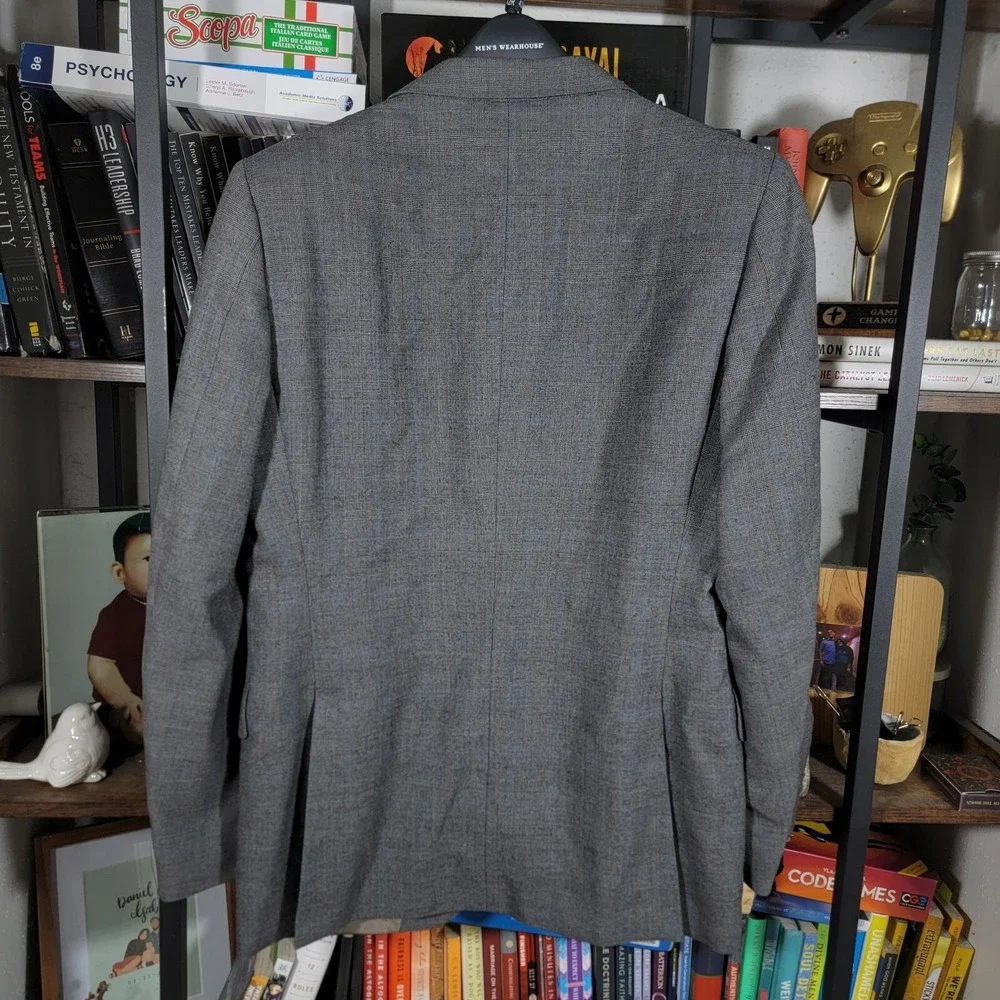 VTG St. Michael Men's Sport Coat Blazer Two Button Gray Plaid Wool‎ Sz 38S